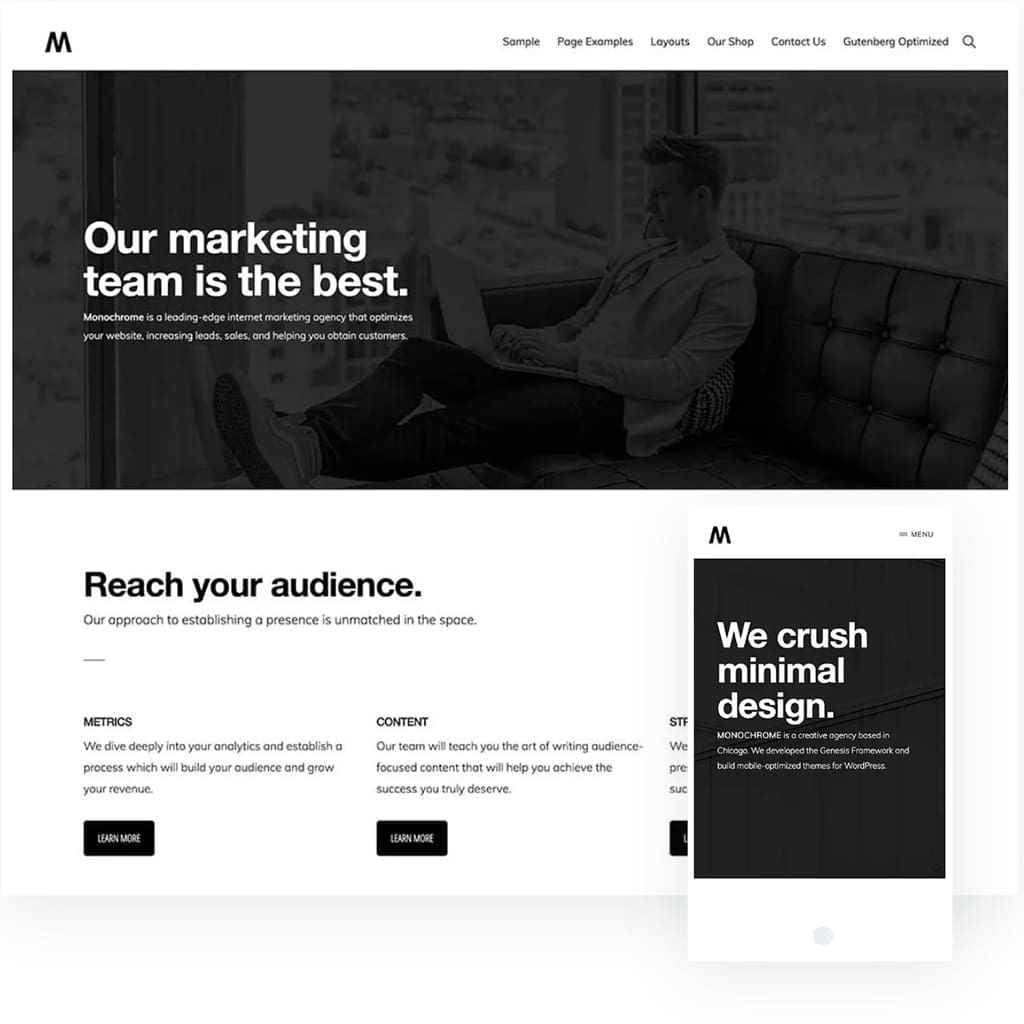 Web Design Agency. Monochrome Pro Theme. KK Media Digital.